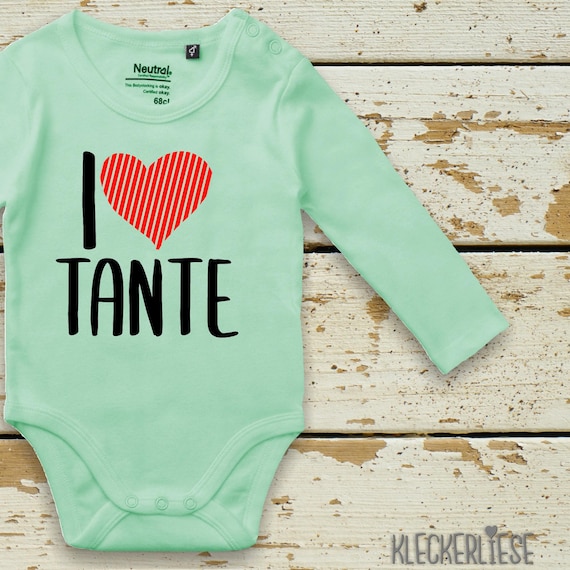 kleckerliese Long Sleeve Baby Bodysuit "I Love Aunt" Baby Bodysuit Boys Girls Long Sleeve Fair Wear