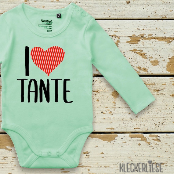 kleckerliese Long Sleeve Baby Bodysuit "I Love Aunt" Baby Bodysuit Boys Girls Long Sleeve Fair Wear