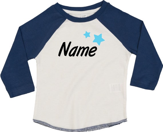 Kleckerliese Baby Kinder T-Shirt Langarmshirt  "Name Wunschname Sterne" Raglan-Ärmel Jungen Mädchen