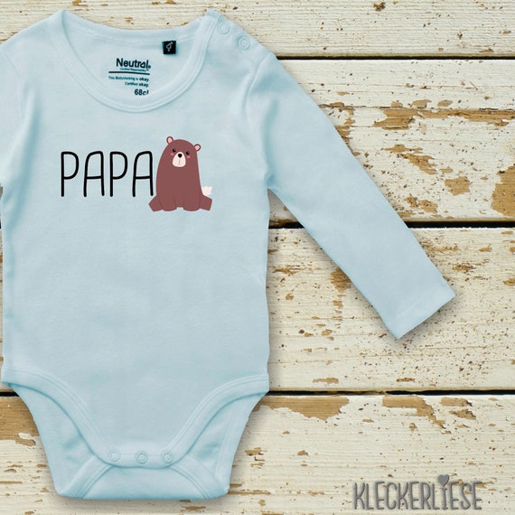 kleckerliese Langarm Babybody "Papabär Papa Bär" Baby Body Jungen Mädchen Longsleeve Fair Wear