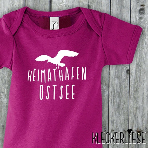 Baby Body "Heimathafen Ostsee Möwe" Babybody Strampler Jungen Mädchen