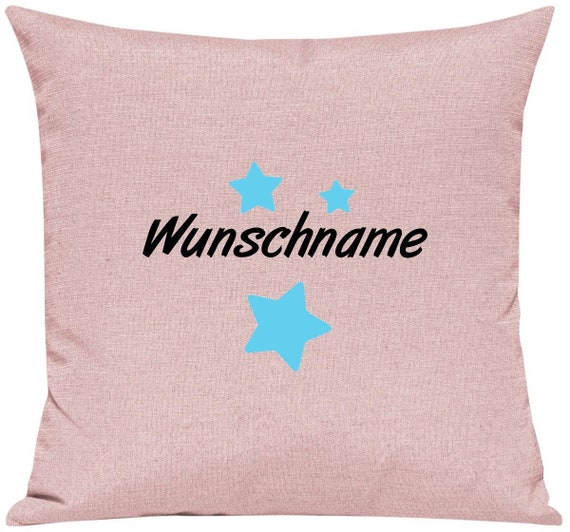 kleckerliese Kissen "Name Wunschname Sterne" mit Wunschnamen individuell Tiere Natur Wald Wiese Kissenhülle Deko Sofa