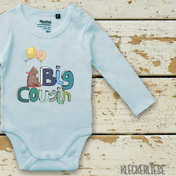 kleckerliese Langarm Babybody "Big Cousin Braunbär Bär" Baby Body Jungen Mädchen Longsleeve Fair Wear