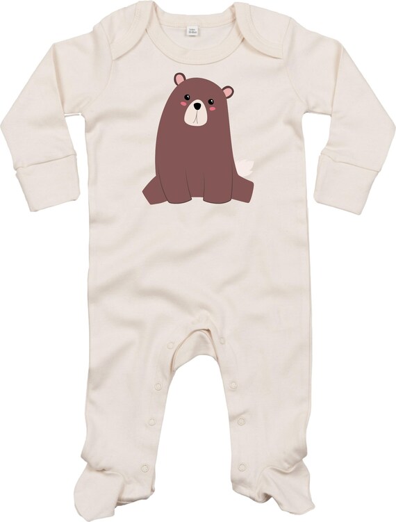 Kleckerliese Baby Schlafanzug Strampler "Bär" Sleepsuit Langarm Jungen Mädchen Einteiler