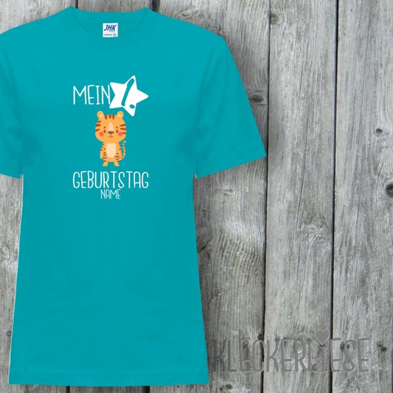 Kinder T-Shirt mit Wunschname "Mein 1. Geburtstag Tiger mit Wunschname" Shirt Jungen Mädchen Baby Kind