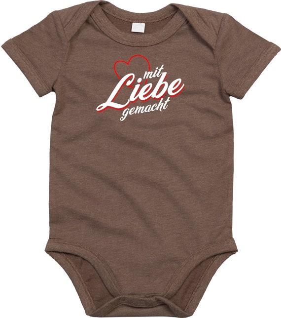 kleckerliese Baby Body "mit Liebe gemacht" Babybody Strampler Jungen Mädchen Kurzarm
