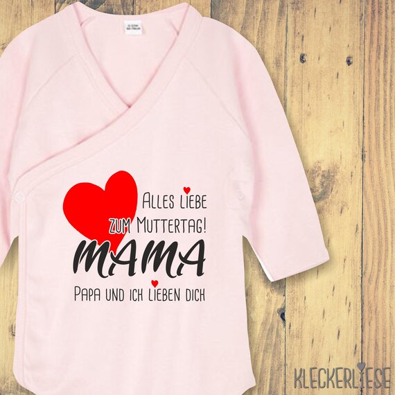 Langarm Wickel Baby Body "Alles Liebe zum Muttertag Mama, Papa und ich Lieben Dich" Babybody Strampler