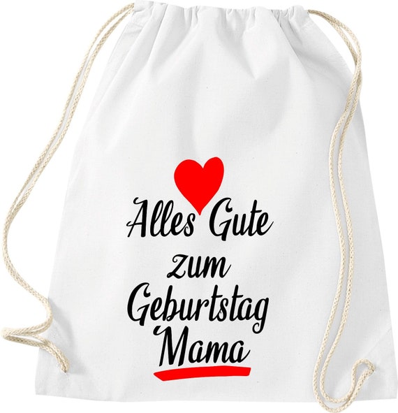 Kleckerliese Gymsack "Alles Gute zum Geburtstag Mama" Rucksack Bag Stoffbeutel Turnbeutel Tragetasche