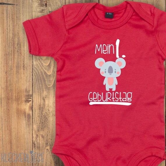 Baby Body "Mein 1. Geburtstag Koala" Babybody Strampler Jungen Mädchen Kurzarm