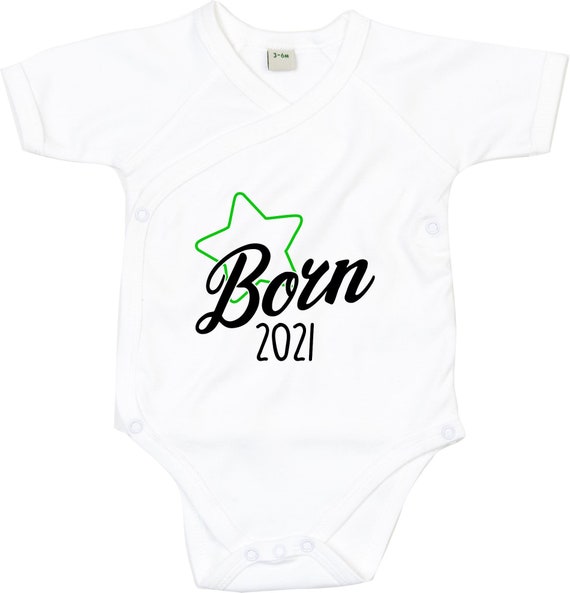 kleckerliese Wickel Baby Body "Born 2021" Babybody Strampler Wickelbody Organic Kimono Kurzarm