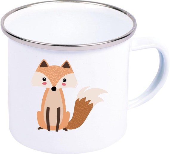 kleckerliese Emaille Kindertasse Teetasse Tasse Motiv Hase Tiermotive Tiere mit Wunschnamen Camping Zelten Retro Becher