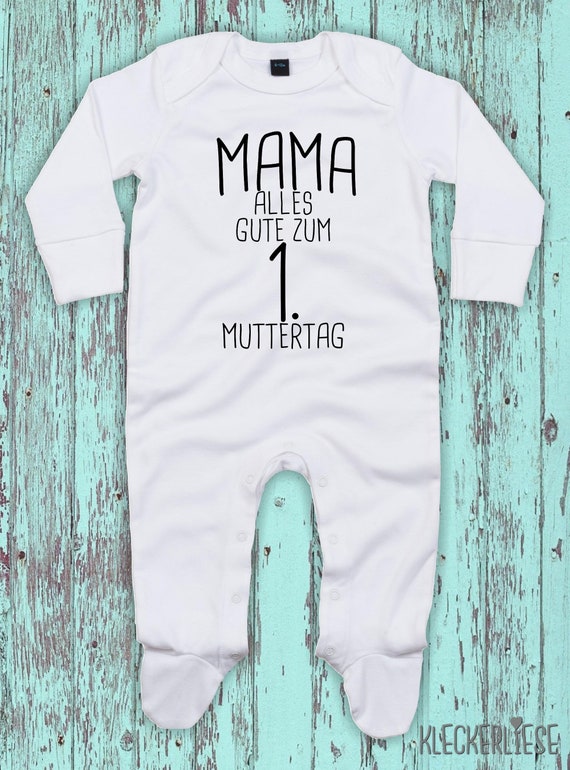 Kleckerliese Baby Schlafanzug "Mama alles Gute zum 1. Muttertag" Sleepsuit Jungen Mädchen