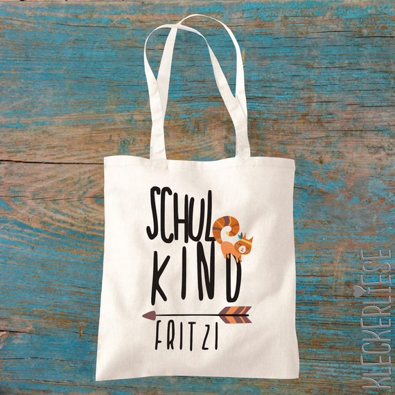 Stoffbeutel "Schulkind" mit Wunschname Jute Bag Beutel Tasche Kita Schule  Wechsel Sachen Kleidung Kleckerliese