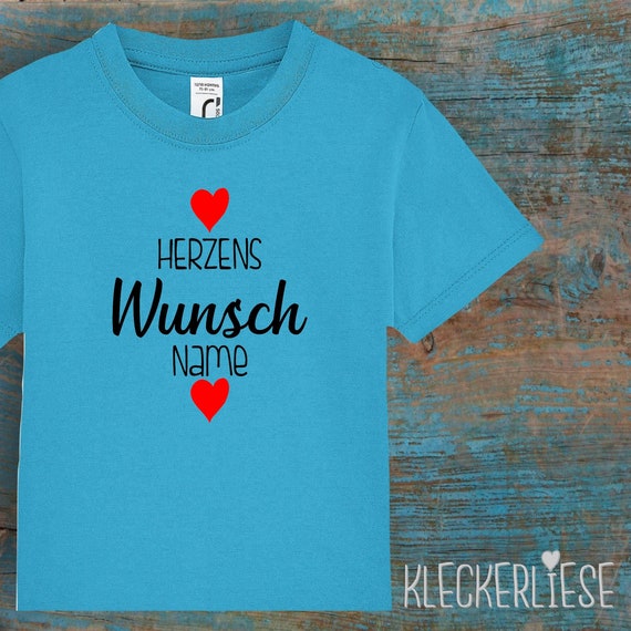 Kinder Baby Shirt mit Wunschname Kleinkind "Herzens Wunsch mit Wunschname" T-Shirt Jungen Mädchen