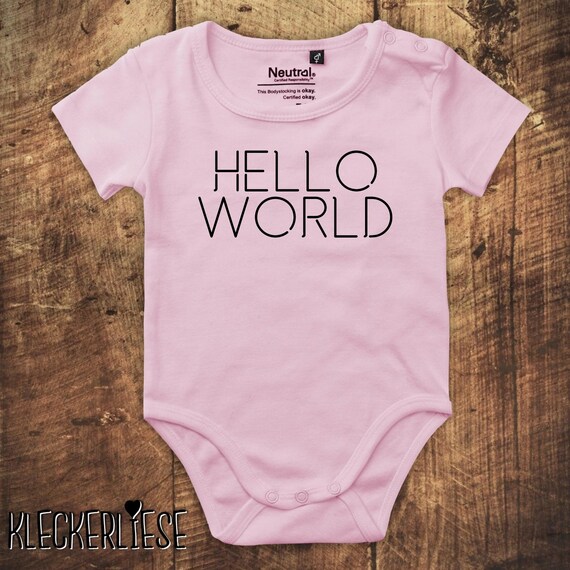 kleckerliese Babybody Body "Hello World" Fair Wear, Bio, Organic Baby Jungen Mädchen