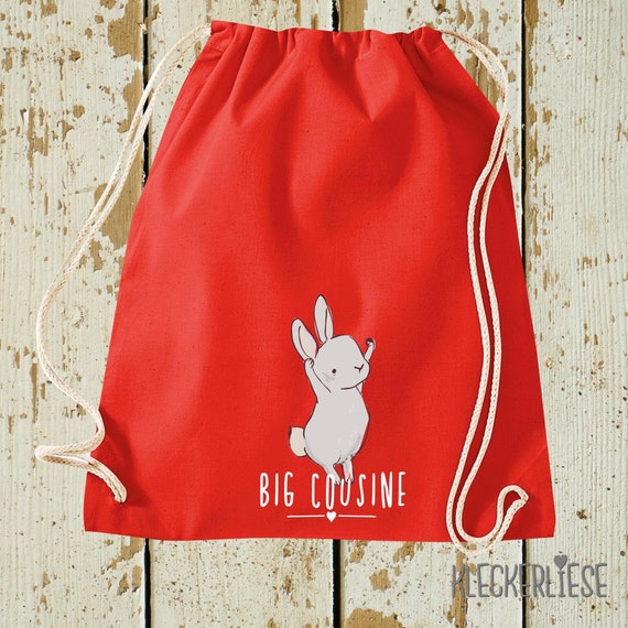 Kleckerliese Turnbeutel "Big Cousine Hase" Rucksack Bag Stoffbeutel Gymsack Kita Schule  Einschulung Wechselsachen 27 Farben