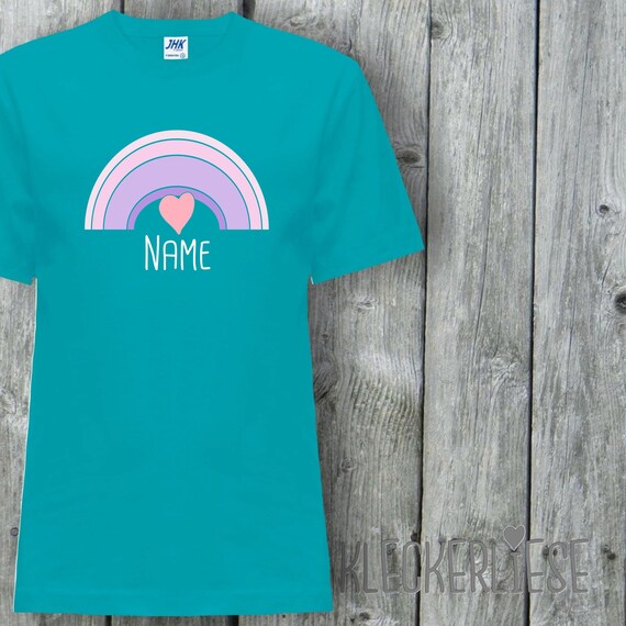 Kinder T-Shirt mit Wunschname "Regenbogen mit Wunschname" Shirt Jungen Mädchen Baby Kind