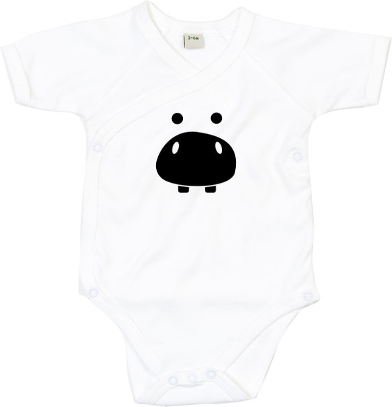 kleckerliese Wickel Baby Body "Tiere Flusspferd Hippo Nilpferd Babybody Strampler Wickelbody Organic Kimono Kurzarm