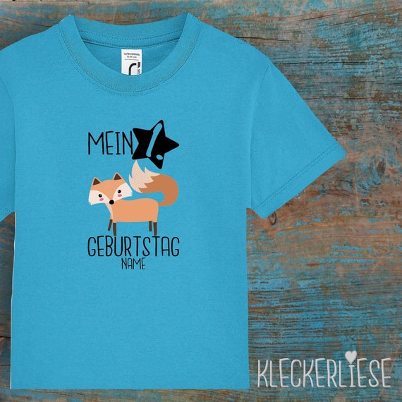 Kinder Baby Shirt mit Wunschname Kleinkind "Mein 1. Geburtstag Fuchs mit Wunschname" T-Shirt Jungen Mädchen