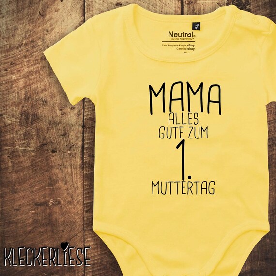 kleckerliese baby bodysuit "Mom Happy 1st Mother's Day" Fair Wear