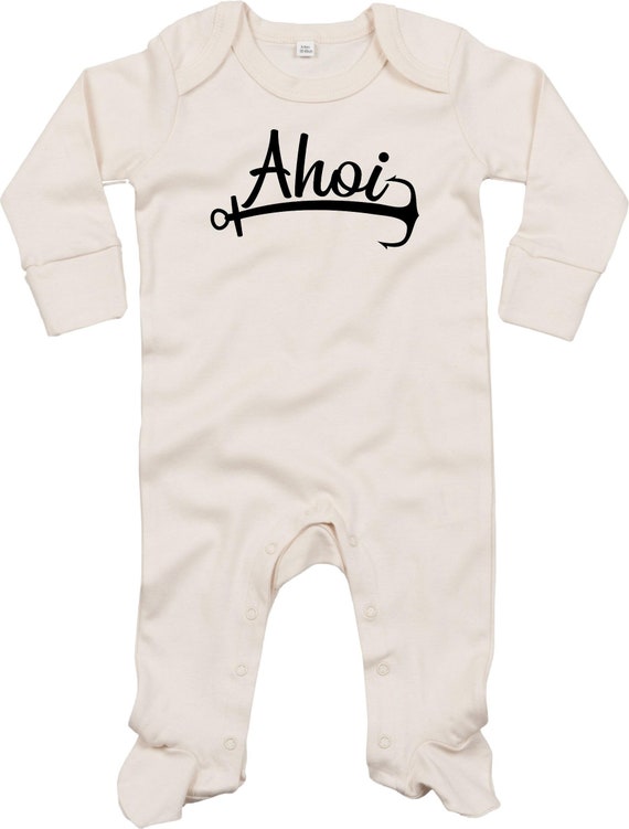 Kleckerliese Baby Schlafanzug "Ahoi Anker Meer Heimat" Sleepsuit Langarm Jungen Mädchen Einteiler Strampler