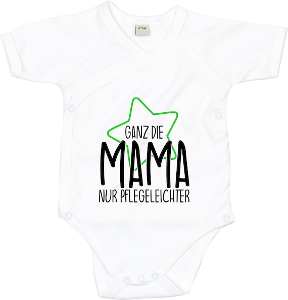 kleckerliese Wickel Baby Body "Ganz die Mama nur Pflegeleichter" Babybody Strampler Wickelbody Organic Kimono Kurzarm
