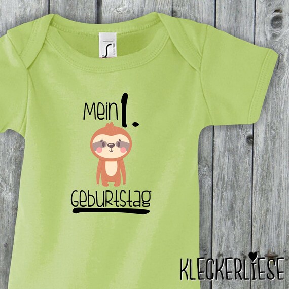 Baby Body "Mein 1. Geburtstag Faultier" Babybody Strampler Jungen Mädchen