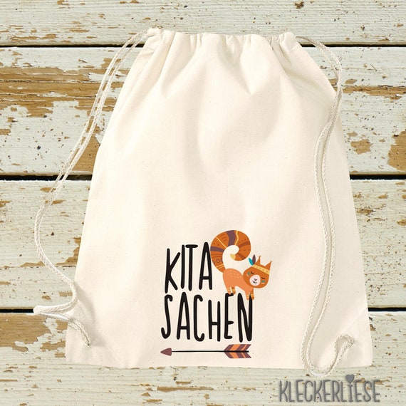Kleckerliese Gymbeutel "Kita Sachen" Rucksack Bag Stoffbeutel Gymsack Kita Schule Einschulung Wechselsachen
