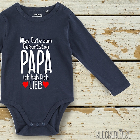 kleckerliese Long Sleeve Baby Bodysuit "Happy Birthday DAD, I love you" Baby Bodysuit Boys Girls Long Sleeve Fair Wear