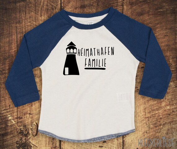 Kleckerliese Baby Kinder T-Shirt Langarmshirt "Heimathafen Familie Leuchtturm" Raglan-Ärmel Jungen Mädchen Muttertag