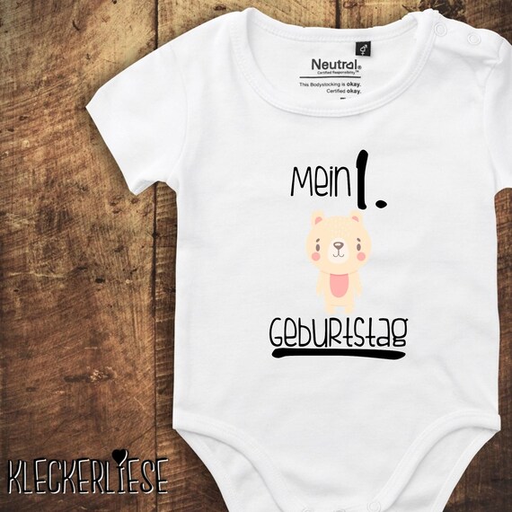kleckerliese Babybody Body "Mein 1. Geburtstag Eisbär" Fair Wear, Bio, Organic Baby Jungen Mädchen