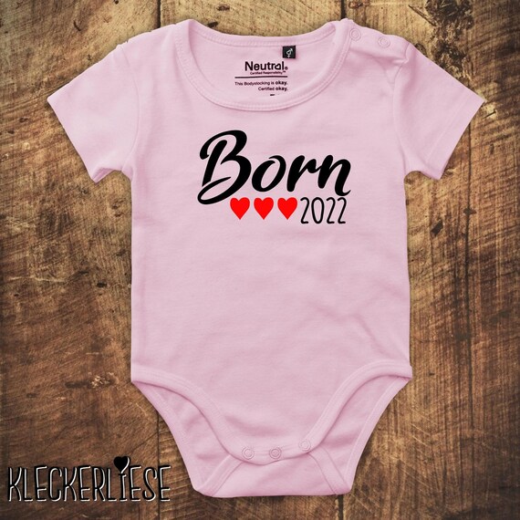 kleckerliese Babybody Body "Born 2022" Fair Wear Jungen Mädchen Motiv Aufdruck