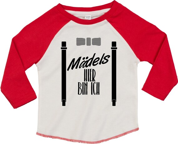 Kleckerliese Baby Kinder T-Shirt Langarmshirt  "Mädels hier bin ich" Raglan-Ärmel Jungen Mädchen