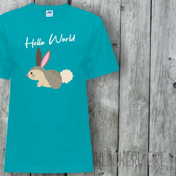 Kinder T-Shirt "Hello World Hase" Shirt Jungen Mädchen Baby Kind