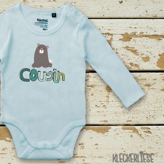 kleckerliese Langarm Babybody "Cousin Braunbär Bär" Baby Body Jungen Mädchen Longsleeve Fair Wear