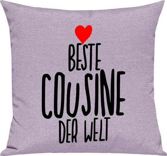 kleckerliese Kissen "Beste Cousine der Welt" Kissenhülle Deko Sofa Kuschelkissen Dekoidee