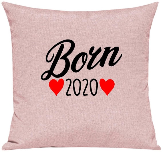 kleckerliese Kissen "Born 2020 " Kissenhülle Deko Sofa Kinderzimmer Wohnzimmer mit Kissenfüllung
