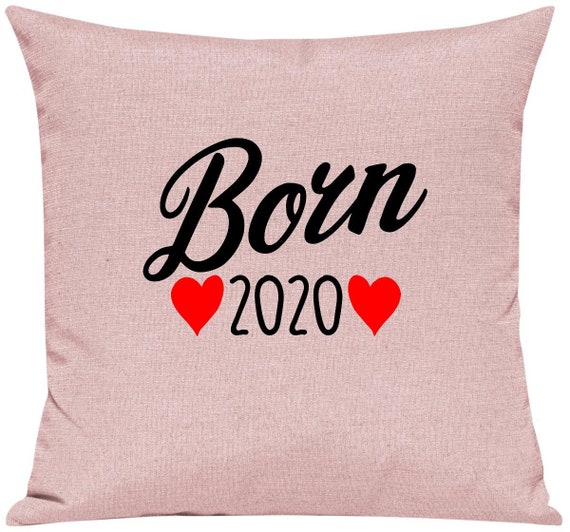 kleckerliese Kissen "Born 2020 " Kissenhülle Deko Sofa Kinderzimmer Wohnzimmer mit Kissenfüllung