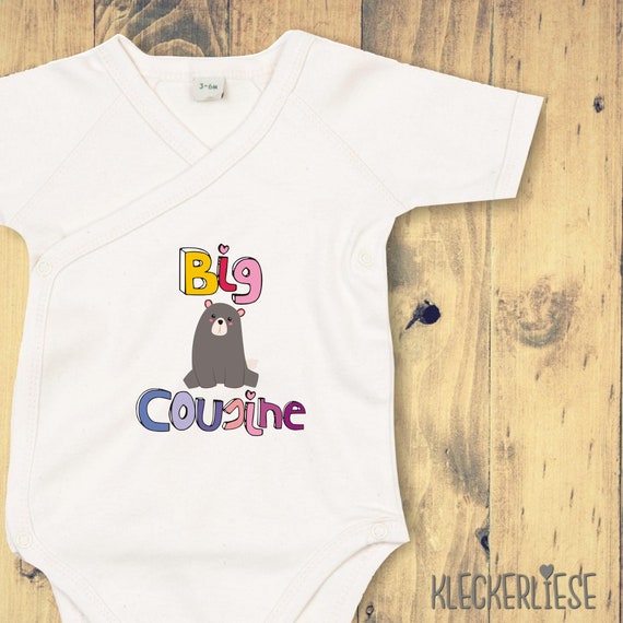 kleckerliese Wickel Baby Body "Big Cousine" Tiermotive Bär Braunbär Babybody Strampler Wickelbody Organic Kimono Kurzarm