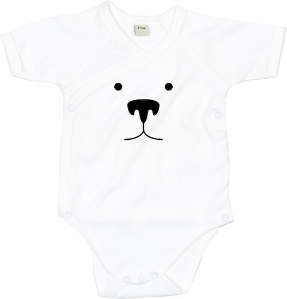 kleckerliese Wickel Baby Body "Tiere Bär Braunbär Bear" Babybody Strampler Wickelbody Organic Kimono Kurzarm