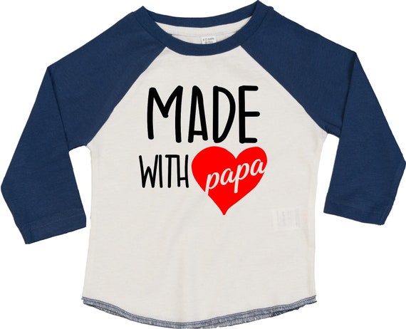 Kleckerliese Baby Kinder T-Shirt Langarmshirt  "Made with Papa" Raglan-Ärmel Jungen Mädchen