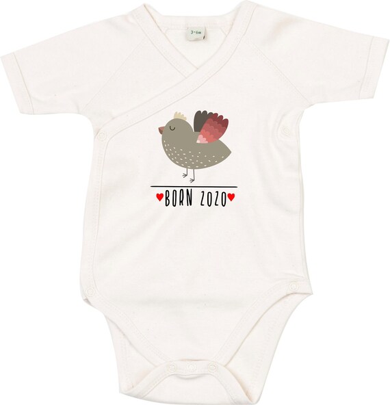 kleckerliese Wickel Baby Body "Born 2020 2021 2022 Tiermotiv Vogel" Babybody Strampler Wickelbody Organic Kimono Kurzarm