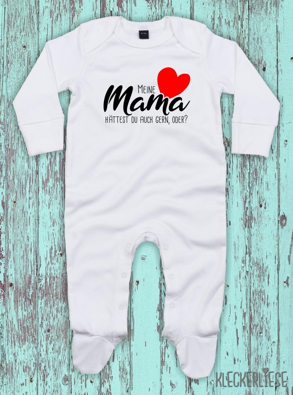 Kleckerliese Baby Schlafanzug "Meine Mama hättest du auch gern, oder?" Sleepsuit Jungen Mädchen