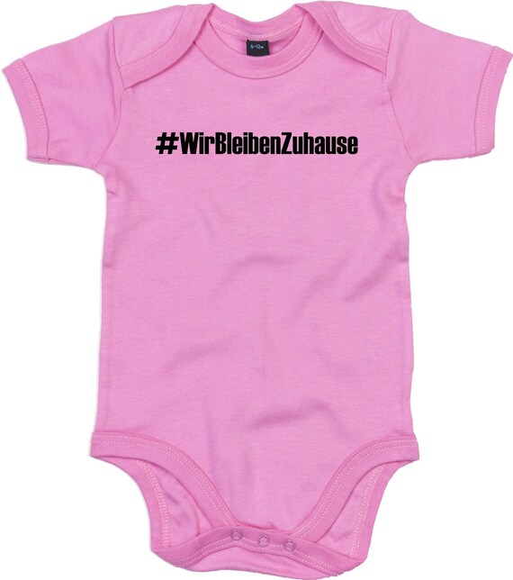 kleckerliese Baby Body "Wir Bleiben Zuhause #wirbleibenzuhause" Babybody Strampler Jungen Mädchen Kurzarm