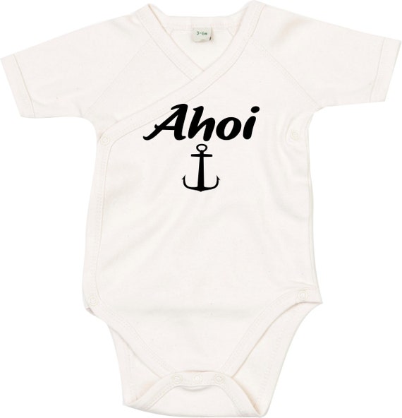 kleckerliese Wickel Baby Body "Ahoi Anker" Babybody Strampler Wickelbody Organic Kimono Kurzarm