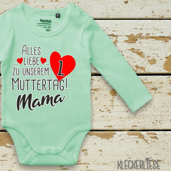 Kleckerliese Mother's Day Long Sleeve Body "All love to our 1st Mother's Day Mom" Fair Wear Organic Organic Babybody
