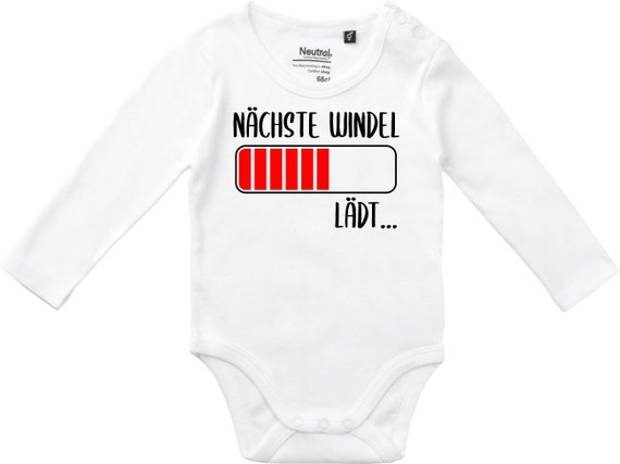 Langarm Babybody Body "nächste Windel lädt" Fair Wear