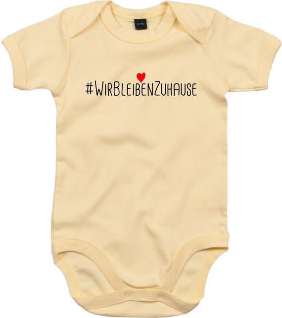 kleckerliese Baby Body "Wir Bleiben Zuhause #wirbleibenzuhause" Babybody Strampler Jungen Mädchen Kurzarm