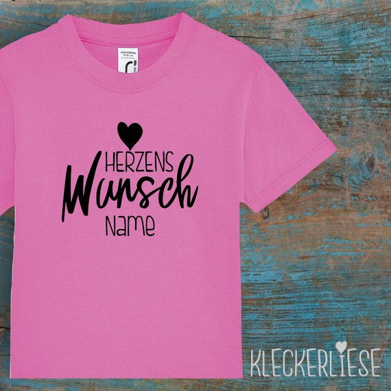 Kinder Baby Shirt mit Wunschname Kleinkind "Herzens Wunsch mit Wunschname" T-Shirt Jungen Mädchen