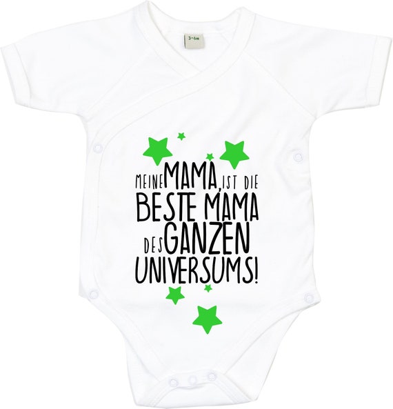 kleckerliese Wickel Baby Body "Meine Mama ist die Beste Mama des ganzen Universums!" Babybody Strampler Wickelbody Organic Kimono Kurzarm